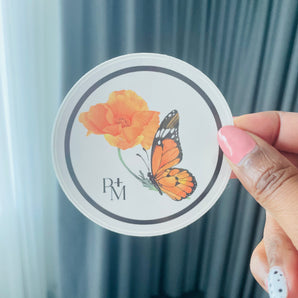 Poppy + Monarch Logo Sticker